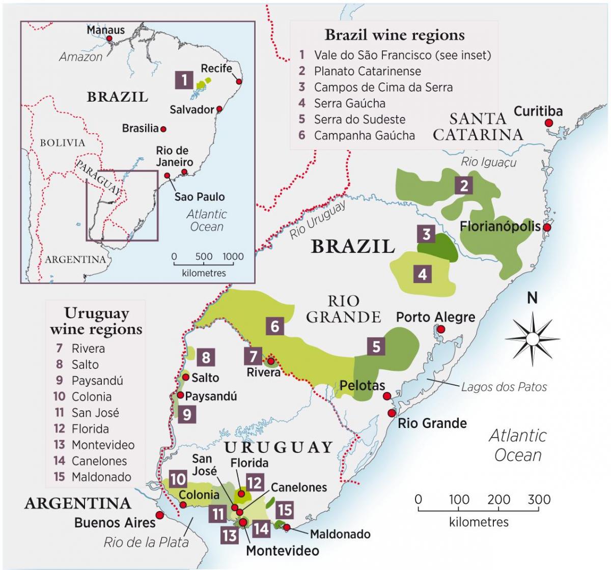 Térkép Uruguay bor