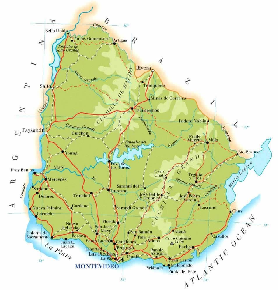 Térkép Uruguay földrajz