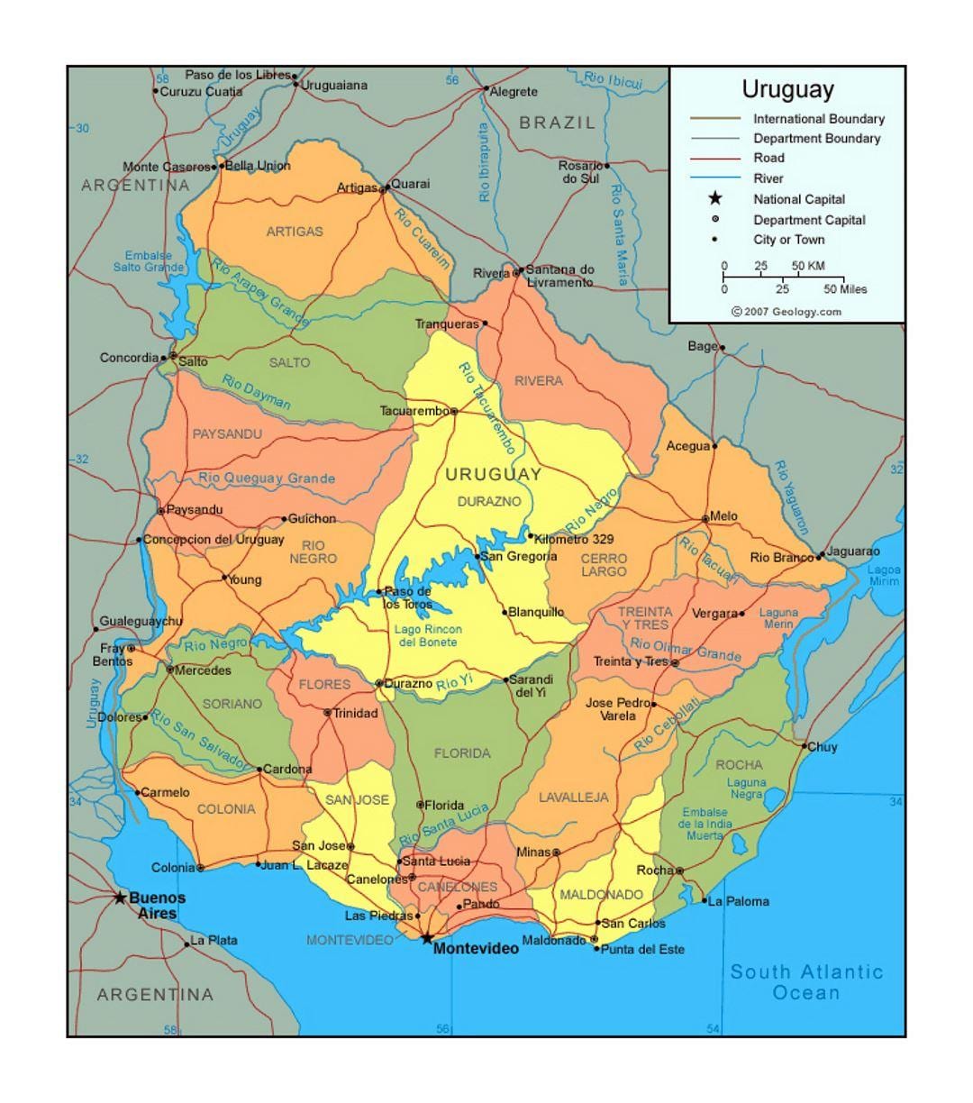 Térkép Uruguay politikai