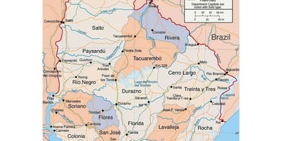 Térkép Uruguay a citie