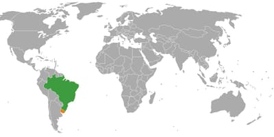 Uruguay elhelyezkedés a világ térkép